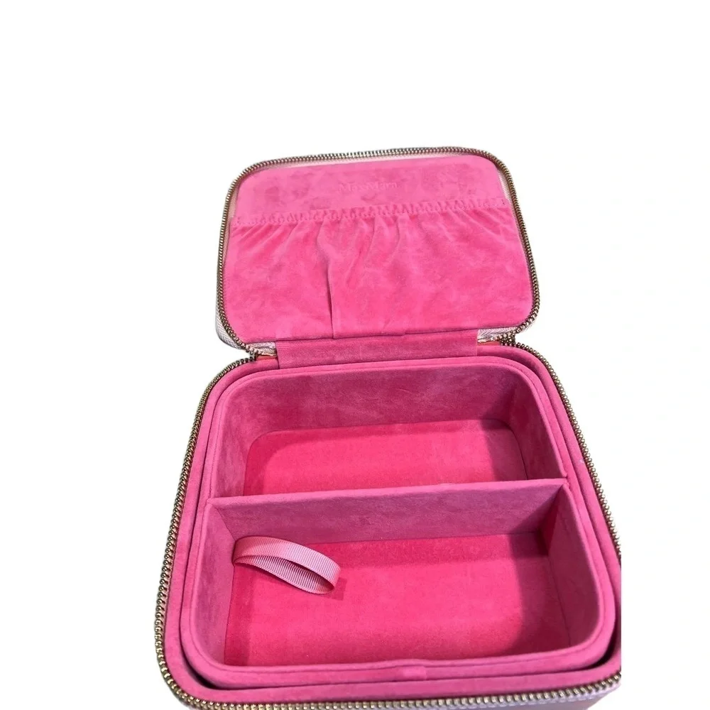 Max Mara Pink Monogram Pattern Vanity Case With Top Handle Zip Closure VIP Gift